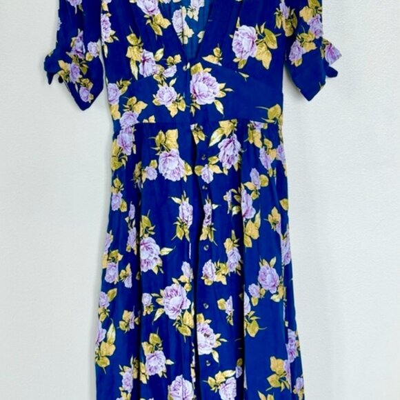 Free People Printed Love of My Life Midi Dress Floral Blue XS Button Front Midi - Picture 4 of 16